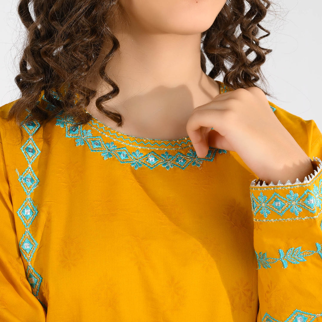 Teens Girls Jacquard 3Pcs (Noor) - Mustard