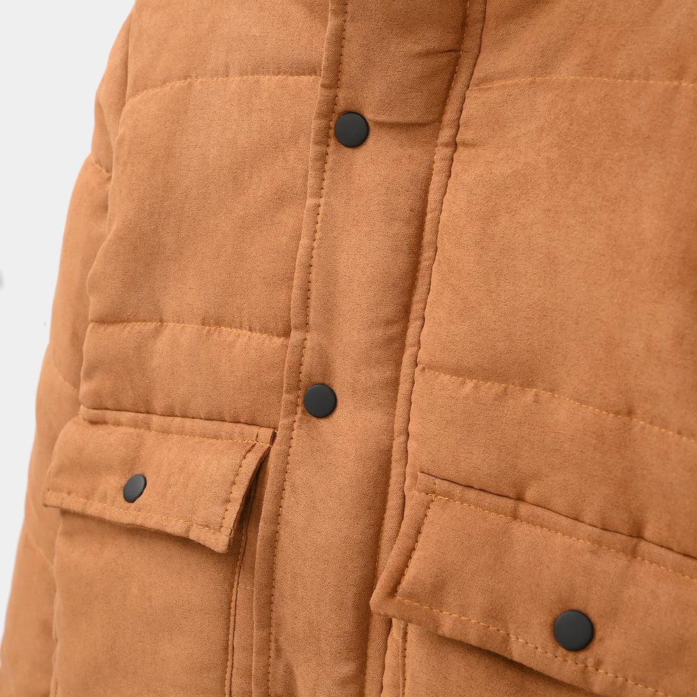 Boys Quilted Hooded Jacket F/S Adventure-BEIGE