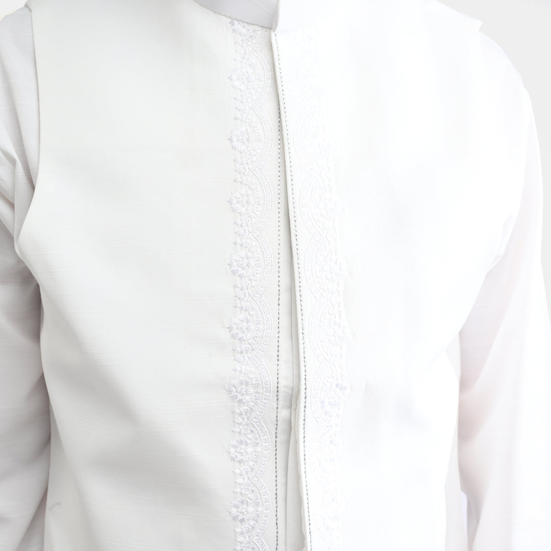 Boys Poly Viscose 3 Piece Suit-White