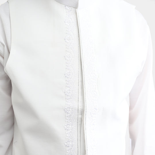 Boys Poly Viscose 3 Piece Suit-White