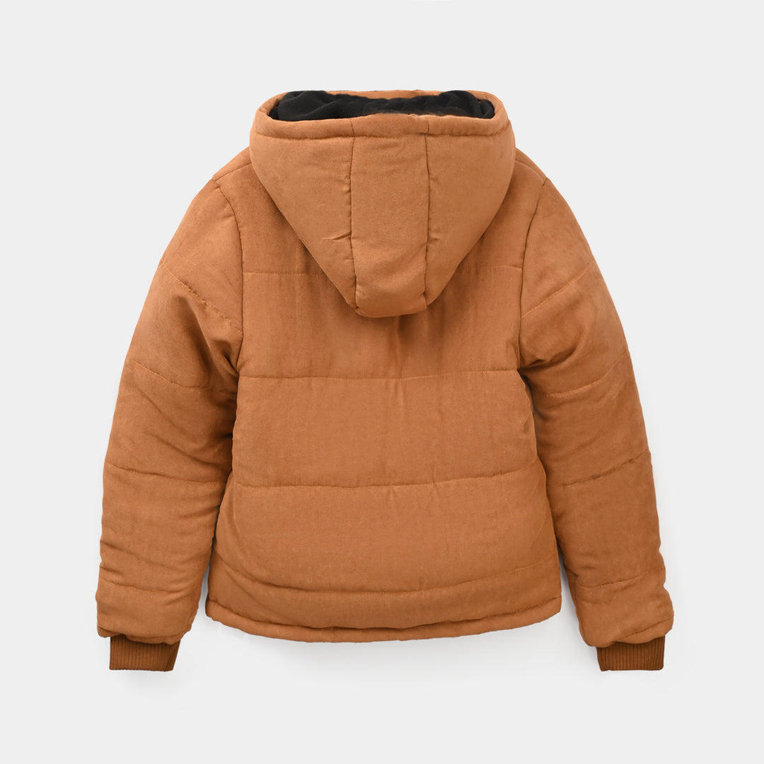 Boys Quilted Hooded Jacket F/S Adventure-BEIGE