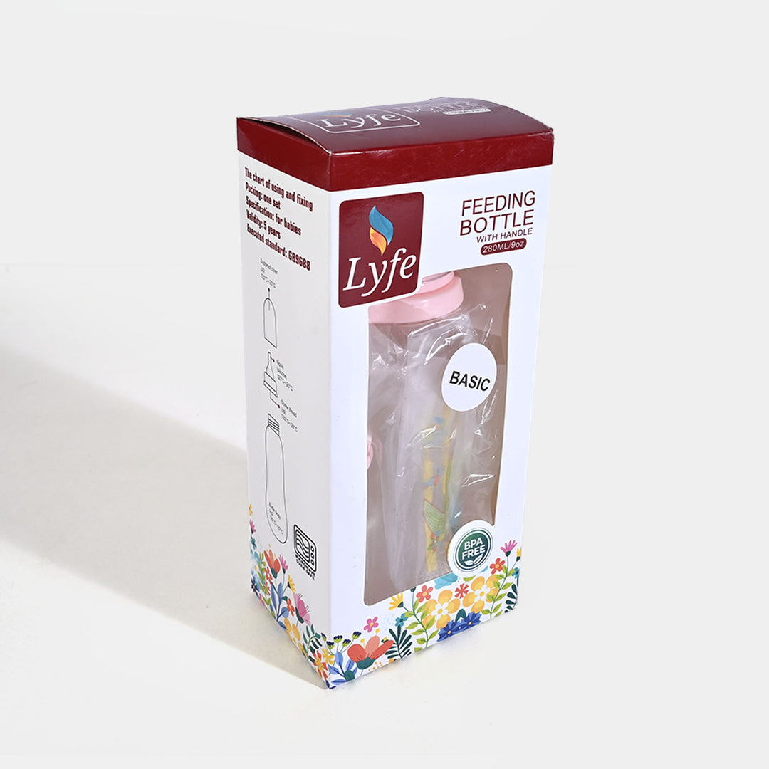 Lyfe Baby Plastic Feeding Bottle 9Oz |280ml |Natural Pink