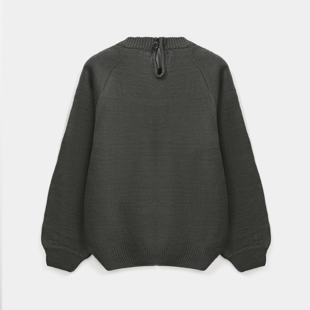 Girls F/S Sweater Pearl Stripes-CHARCOAL