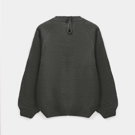 Girls F/S Sweater Pearl Stripes-CHARCOAL