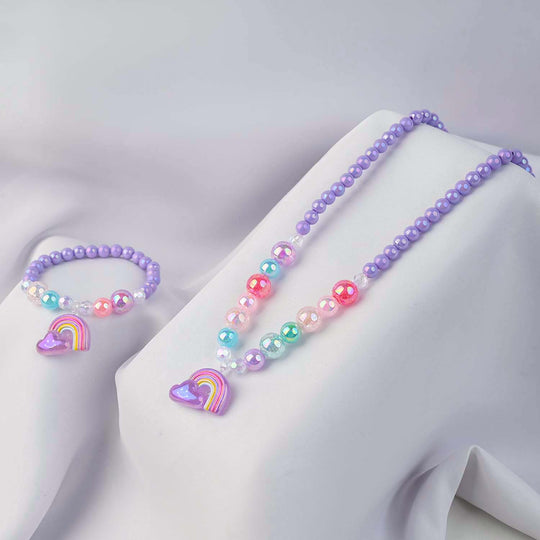 GIRLS CHARM BEADED NECKLACE & BRACELET