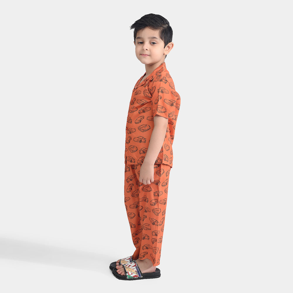 Boys Viscose Nightwear-Cars-Rust