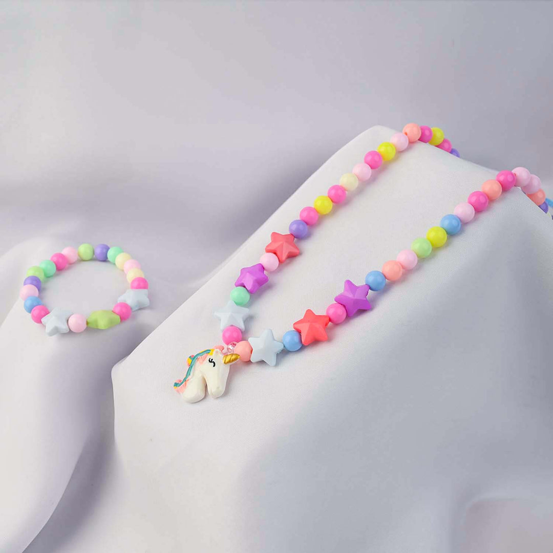 GIRLS CHARM BEADED NECKLACE & BRACELET