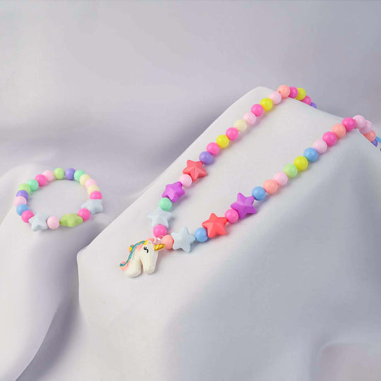 GIRLS CHARM BEADED NECKLACE & BRACELET