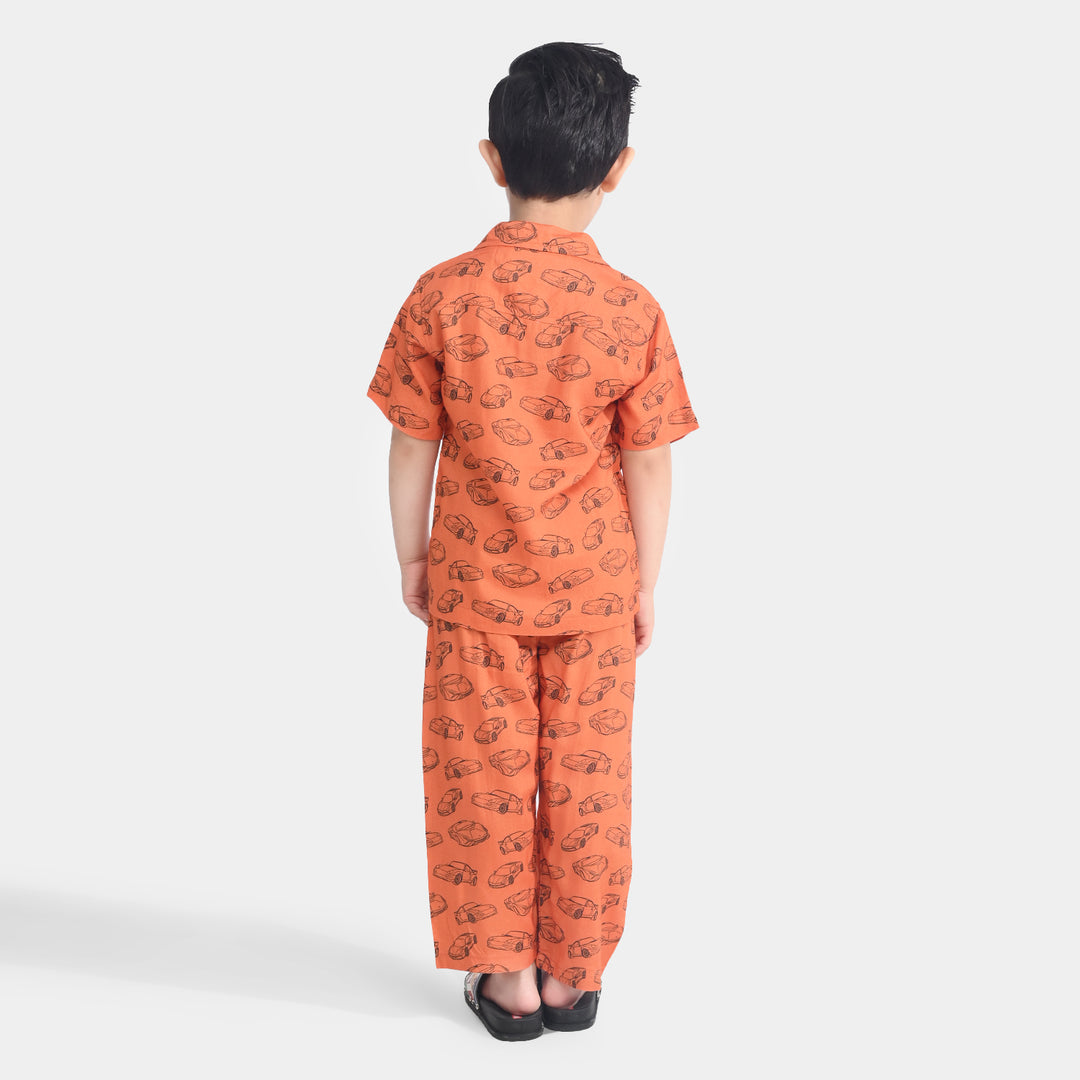Boys Viscose Nightwear-Cars-Rust