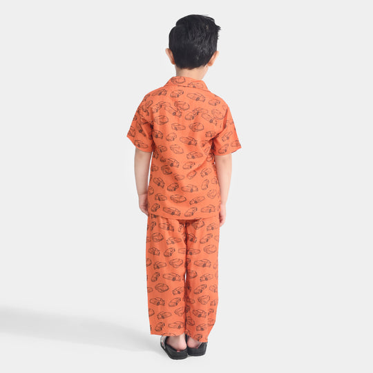 Boys Viscose Nightwear-Cars-Rust