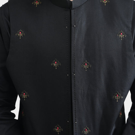 Boys Cotton Poplin 3 Piece Suit-BLACK