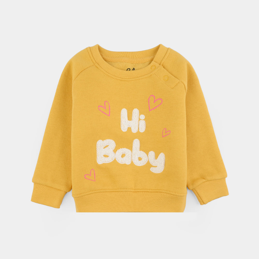 Infant Girls Fleece 2 Piece Suit Hi Baby-Yellow