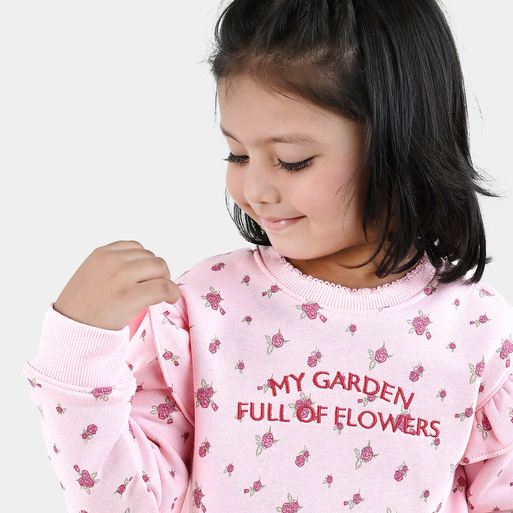 Girls Fleece 2 Piece Suit My Garden - Pink