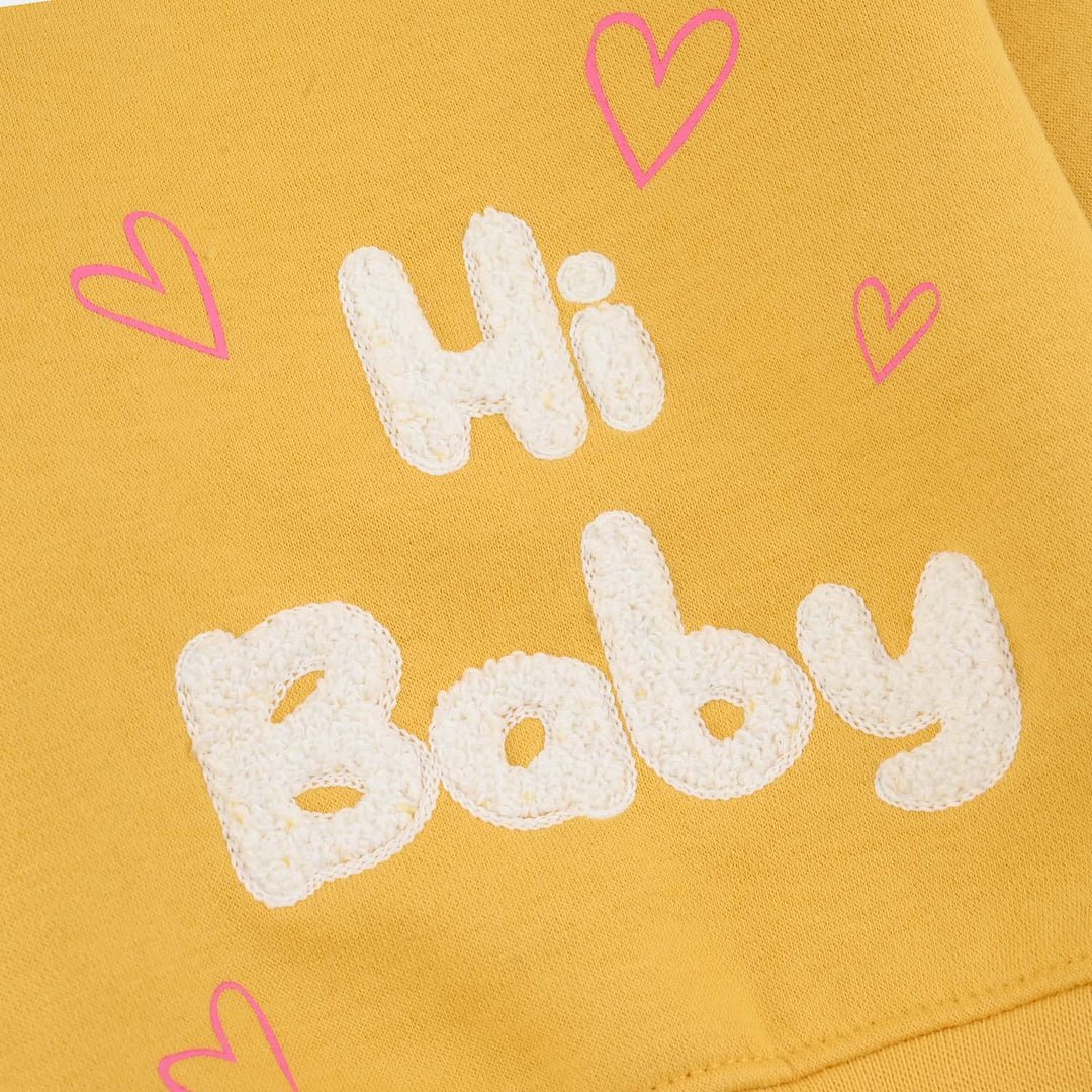 Infant Girls Fleece 2 Piece Suit Hi Baby-Yellow