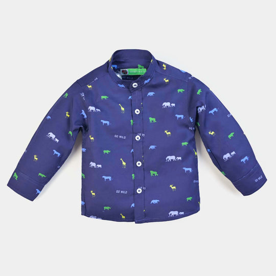 Infant Boys Cotton Shirt Go Wild - NAVY