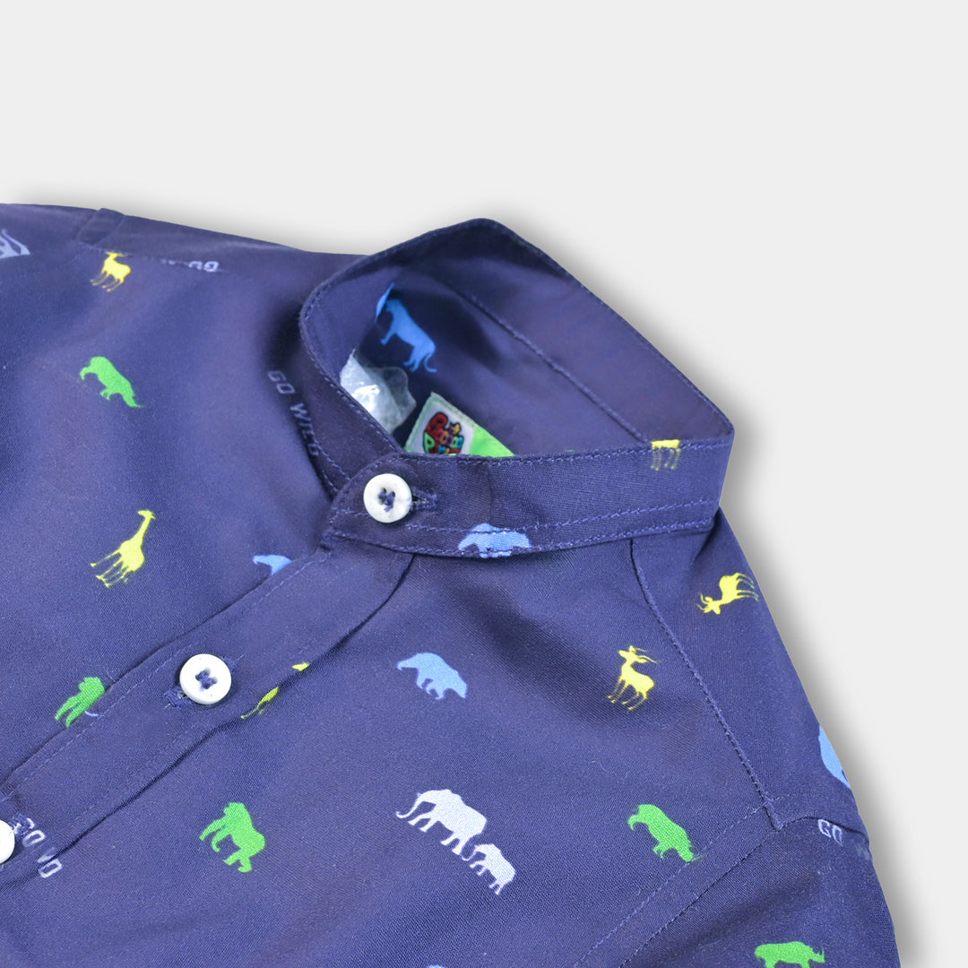 Infant Boys Cotton Shirt Go Wild - NAVY