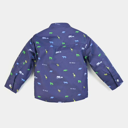 Infant Boys Cotton Shirt Go Wild - NAVY