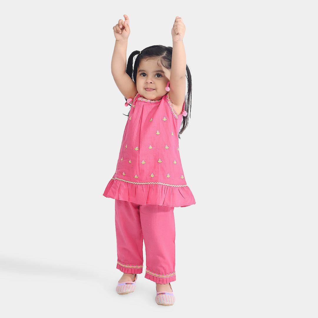 Infant Girls Cotton Emb 2Pcs Orchid-Pink