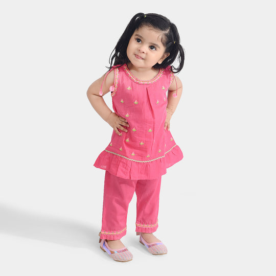 Infant Girls Cotton Emb 2Pcs Orchid-Pink