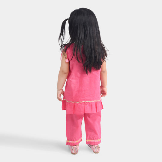 Infant Girls Cotton Emb 2Pcs Orchid-Pink