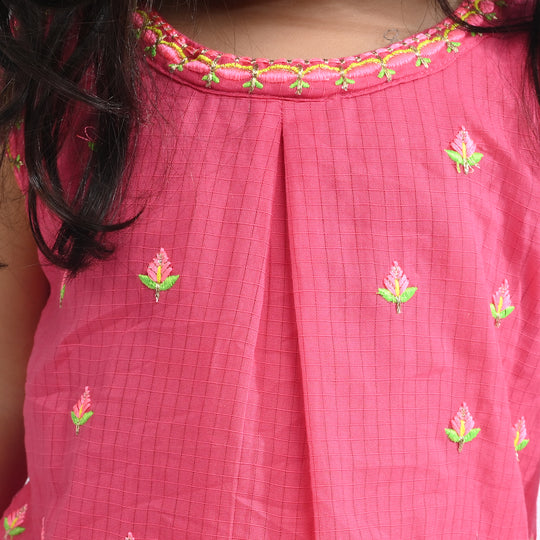Infant Girls Cotton Emb 2Pcs Orchid-Pink