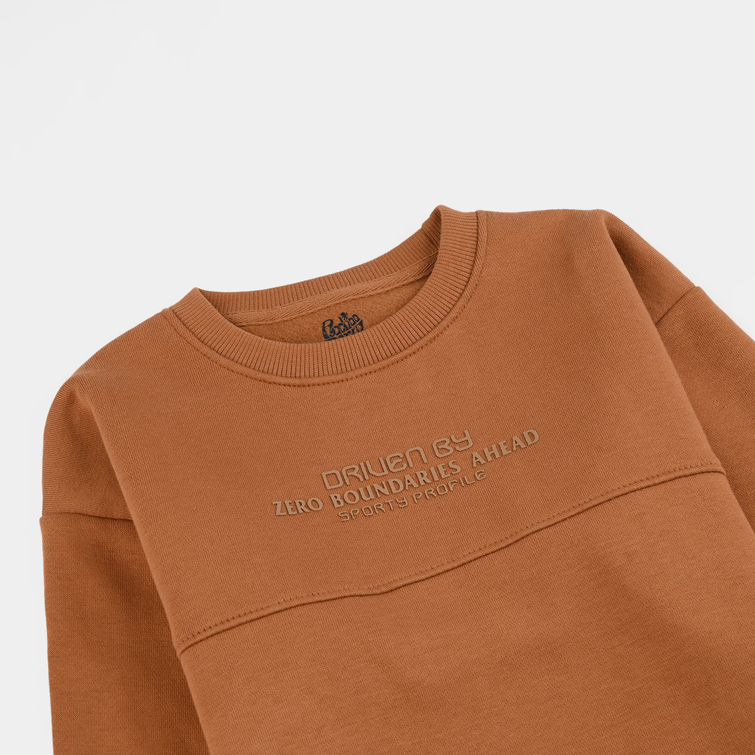 Boys Fleece Sweatshirt On Ground-Cashew