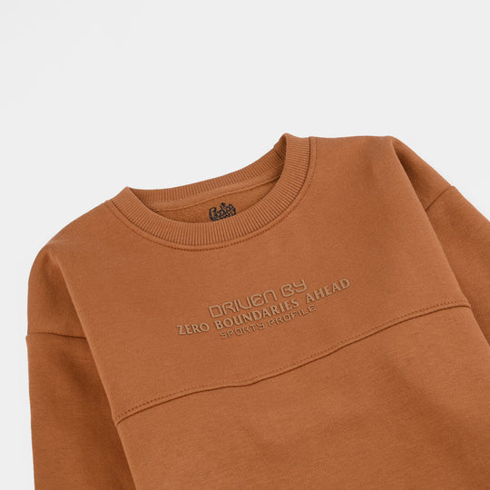 Boys Fleece Sweatshirt On Ground-Cashew