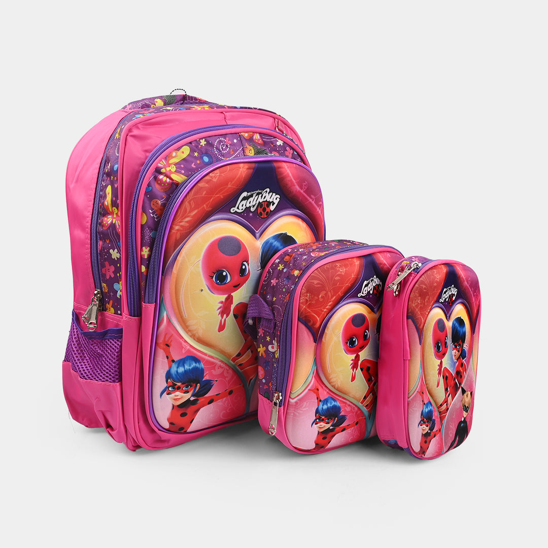 3D Embossed School Bag Set – 3-Piece Set with Blinking LED Lights
