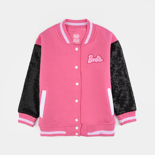 Girls Fleece Knitted Bomber-Pink
