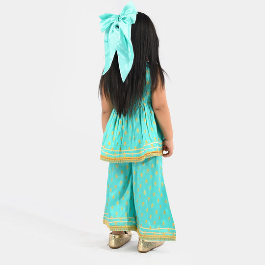 Infant Girls Raw Silk 2Pcs (Anarkha Style) - Gul Mirah/Turquoise