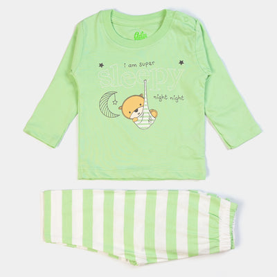 Infant Boys Knitted Night Suit Sleepy - Green