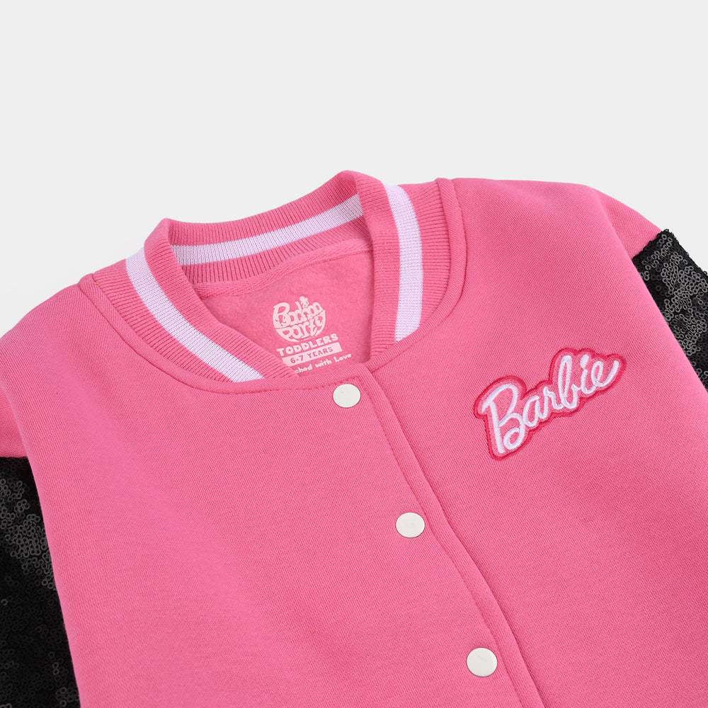 Girls Fleece Knitted Bomber-Pink