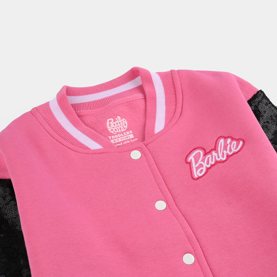 Girls Fleece Knitted Bomber-Pink