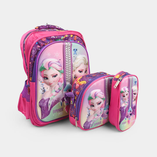 3D Embossed School Bag Set – 3-Piece Set with Blinking LED Lights