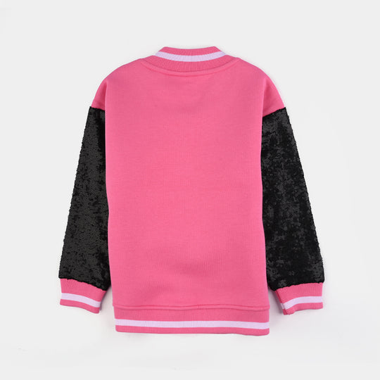 Girls Fleece Knitted Bomber-Pink