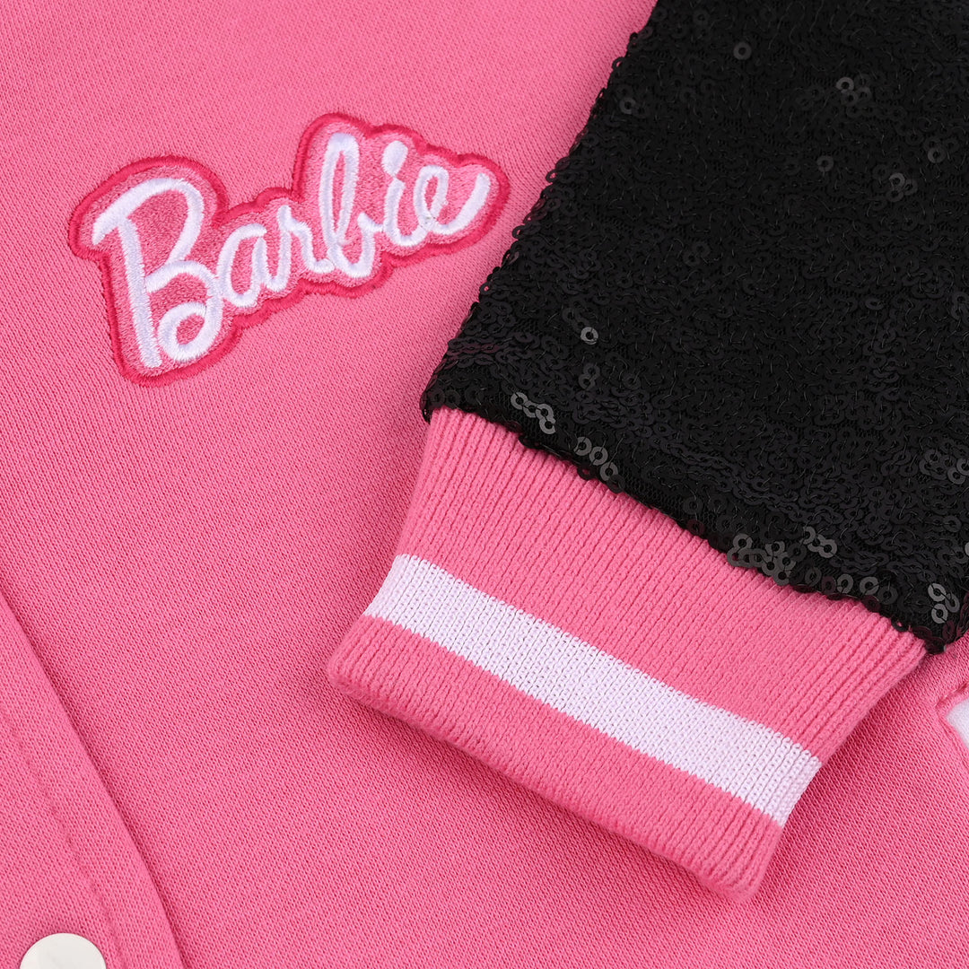 Girls Fleece Knitted Bomber-Pink