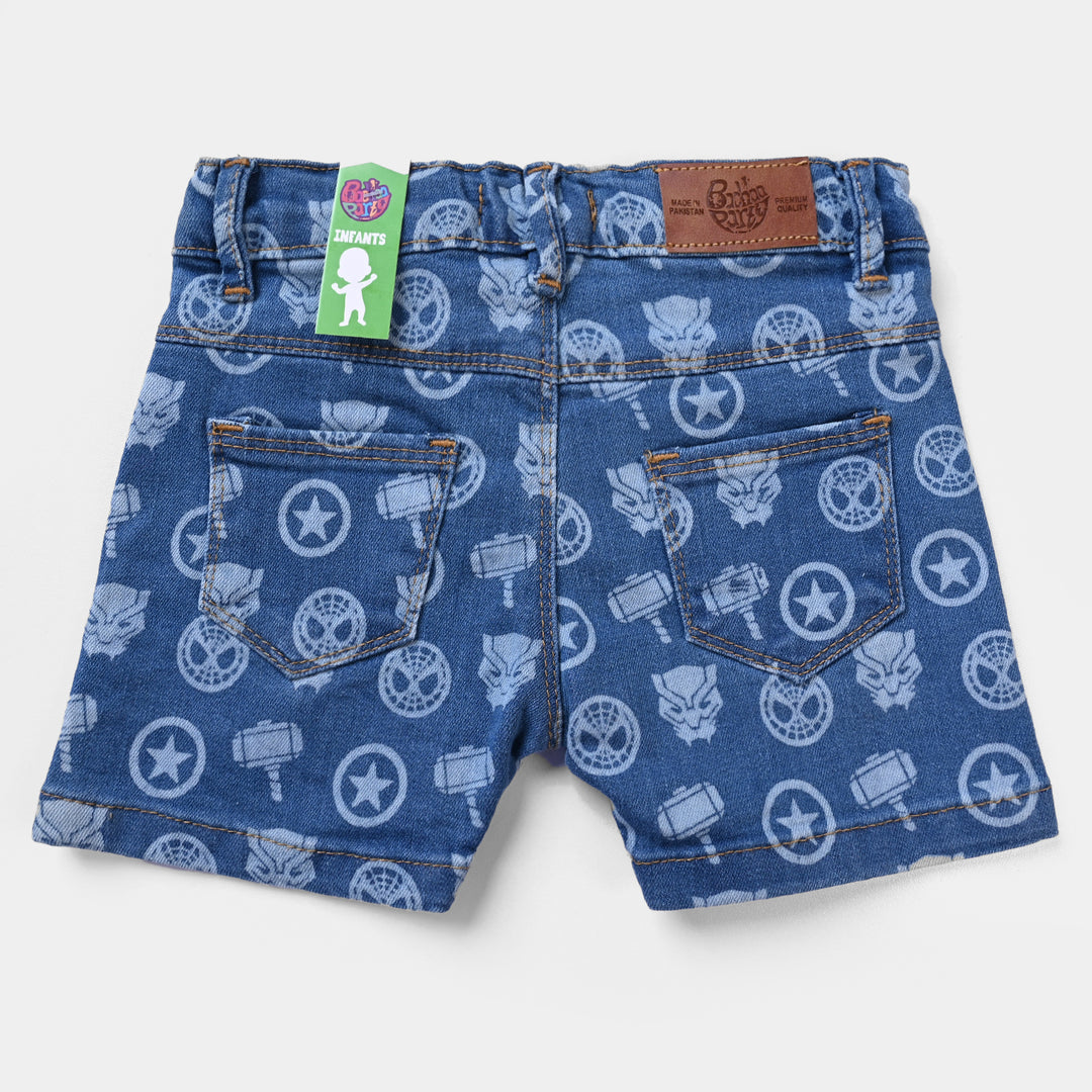 Infant Boys Denim Stretch Short Spider-DARK BLUE