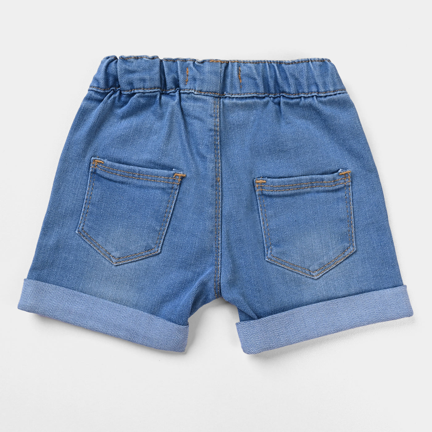 Infant Boys Denim Stretch Short Beep Beep-Mid Blue