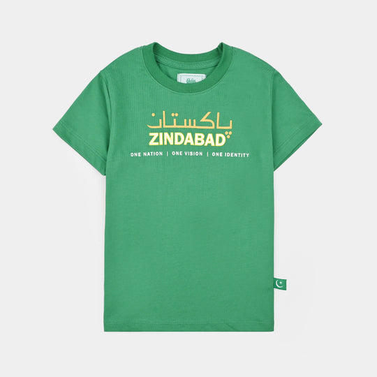 Boys Polyester Cotton Blended T-Shirt One Nation-Green