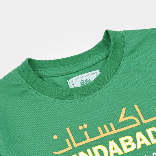 Boys Polyester Cotton Blended T-Shirt One Nation-Green