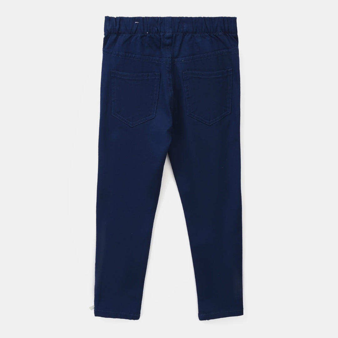 Girls Cotton Twill Jeggings - Navy