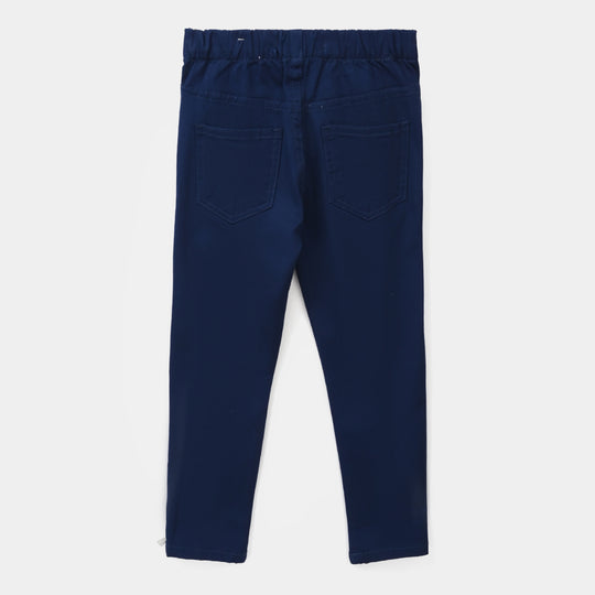 Girls Cotton Twill Jeggings - Navy