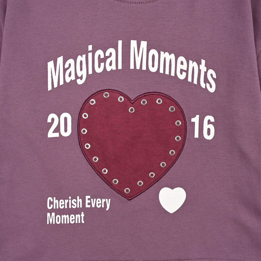 Girls 2x1 Rib T-Shirt H/S Magical Moments-Very.Grape