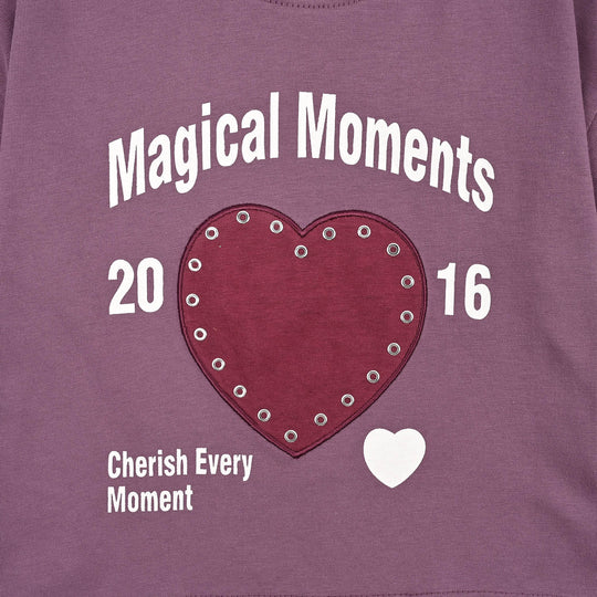 Girls 2x1 Rib T-Shirt H/S Magical Moments-Very.Grape