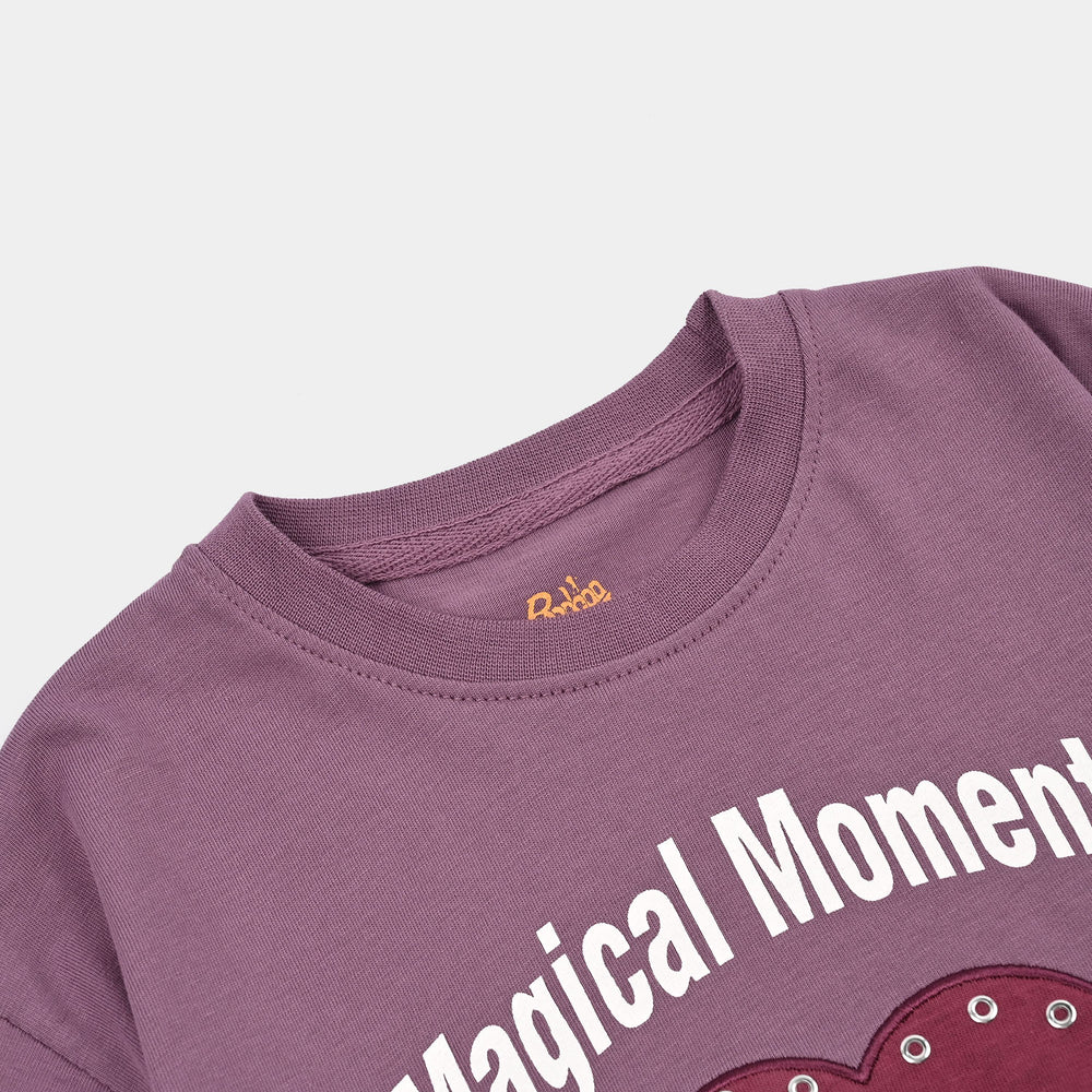 Girls 2x1 Rib T-Shirt H/S Magical Moments-Very.Grape
