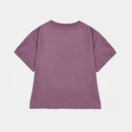 Girls 2x1 Rib T-Shirt H/S Magical Moments-Very.Grape