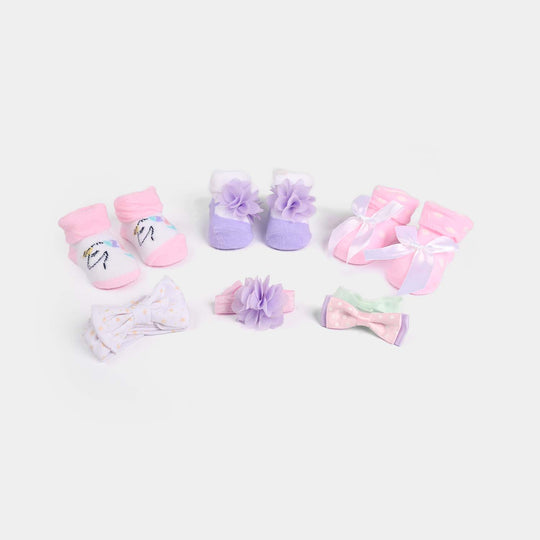 Baby Socks & Headband Pack of 3 Gift Set