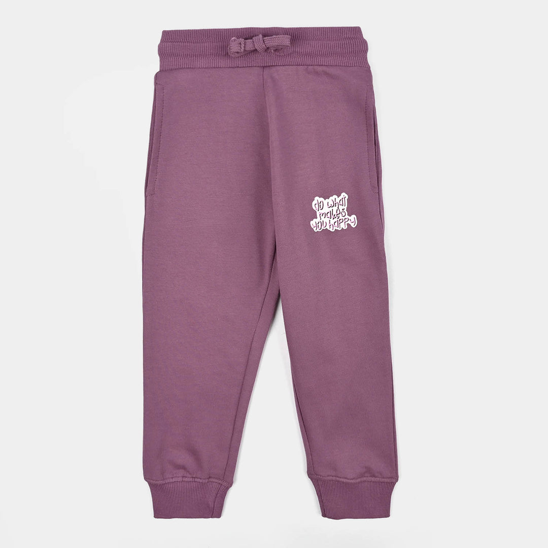 Girls Cotton Terry Pyjama Makes Happy-Very.Grape
