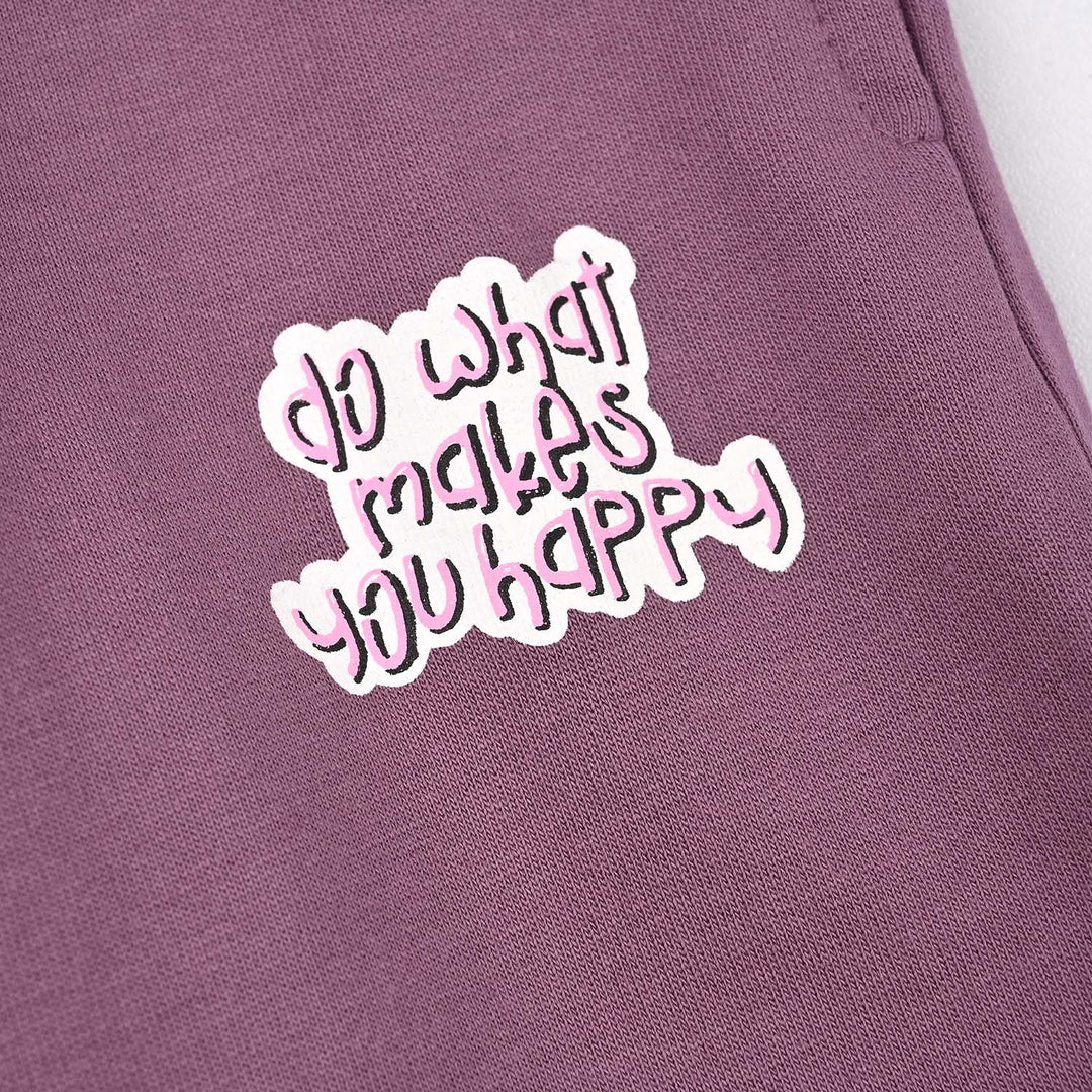 Girls Cotton Terry Pyjama Makes Happy-Very.Grape