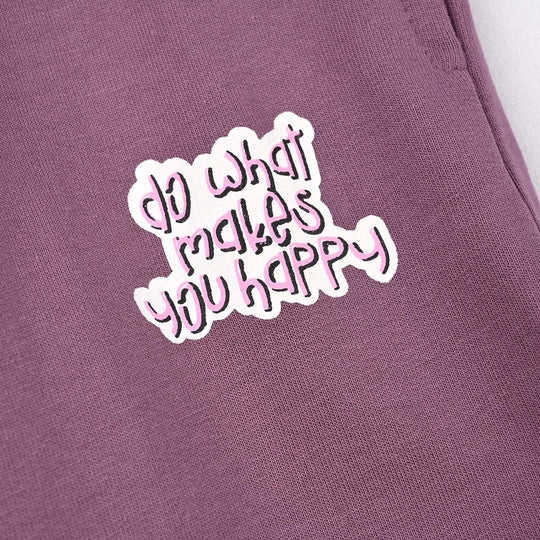 Girls Cotton Terry Pyjama Makes Happy-Very.Grape